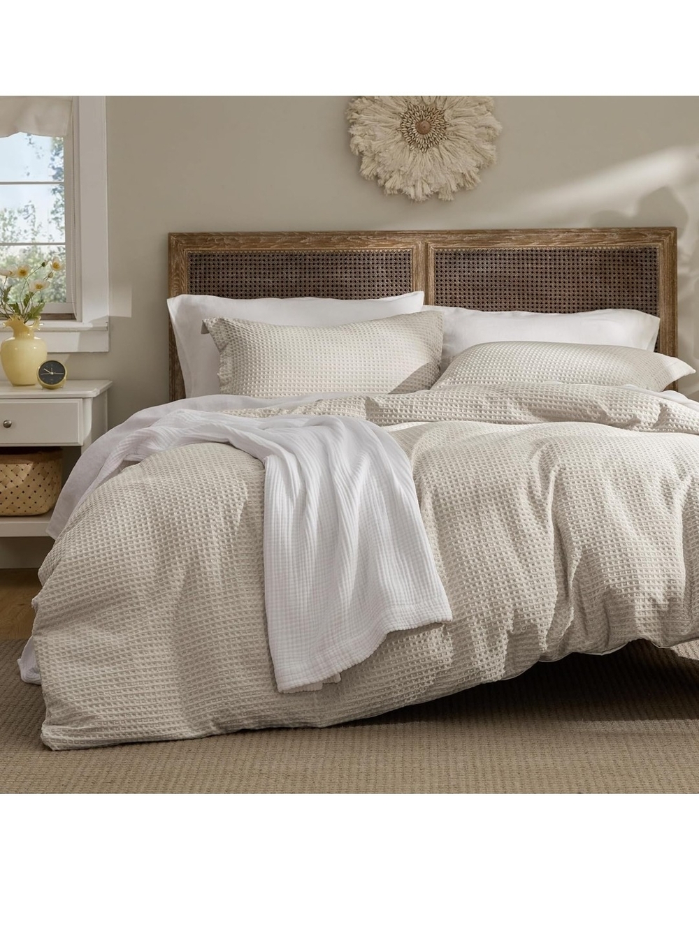 Bedsure Waffle Weave Duvet Cover Queen- Luxury, Soft & Breathable 3 Piece Set